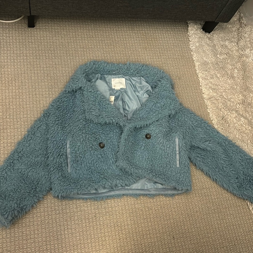 Brand new, fuzzy blue jacket from Anthropologie. Size L.